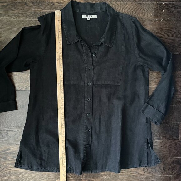 FLAX Black Linen Shirt or Jacket-Size Medium/Large - Picture 7 of 7